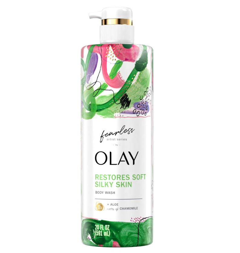 Olay Fearless Artist Series Silky Skin Body Wash with Aloe & Notes of Chamomile - 20oz/4pk