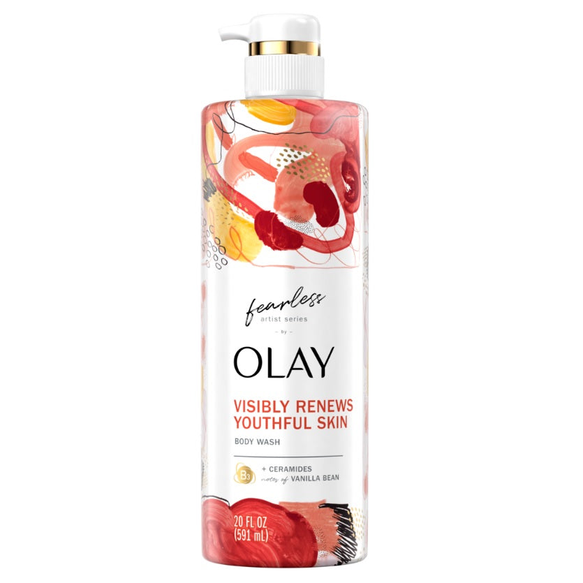 Olay Fearless Artist Series Skin Body Wash Vitamin B3 with Ceramides & Notes of Vanilla Bean - 20oz/4pk