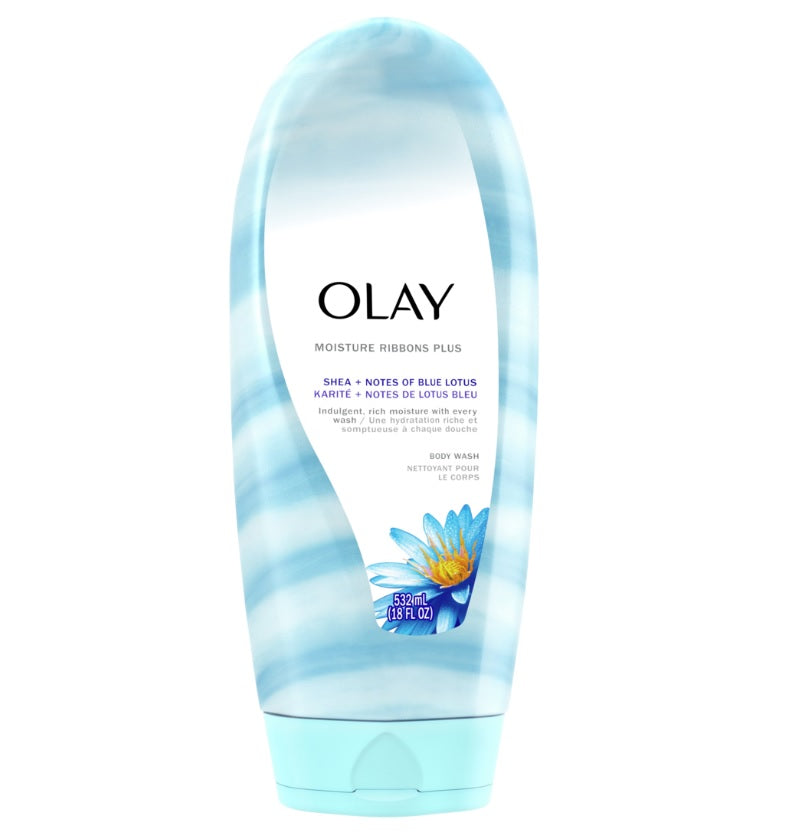 Olay Moisture Ribbons Plus Shea + Notes of Blue Lotus Body Wash - 18oz/4pk