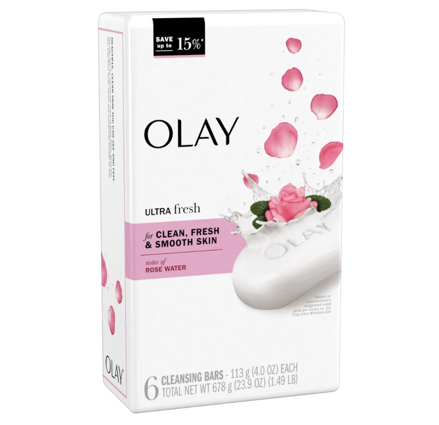 Olay Ultra Fresh Bath Bar with Notes of Rosewater - 4oz/6ct/8pk