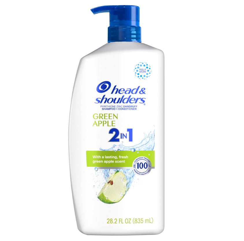Head & Shoulders 2 in 1 Dandruff Shampoo & Conditioner Green Apple for Daily Use - 28.2oz/4pk
