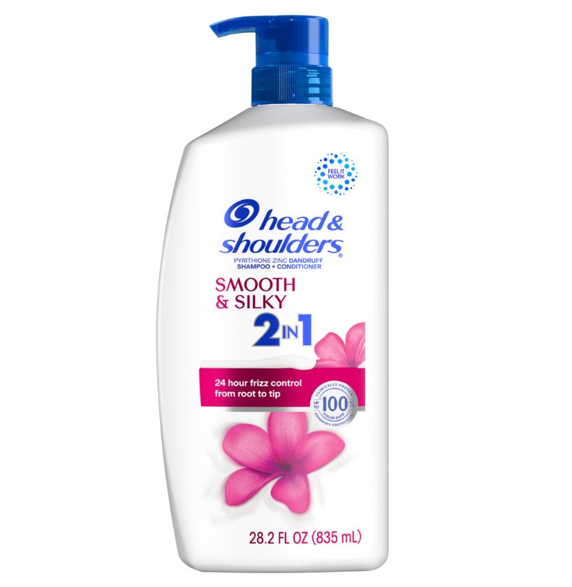Head & Shoulders 2 in 1 Dandruff Shampoo & Conditioner Smooth and Silky for Daily Use - 28.2oz/4pk