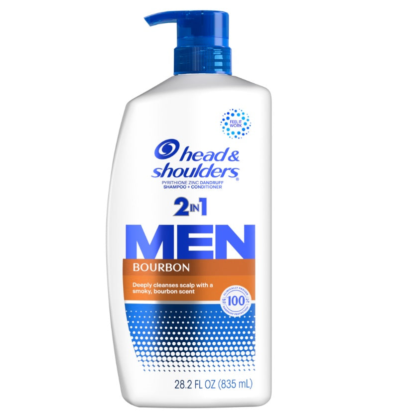 Head & Shoulders Mens 2 in 1 Dandruff Shampoo & Conditioner Bourbon for Daily Use - 28.2oz/4pk
