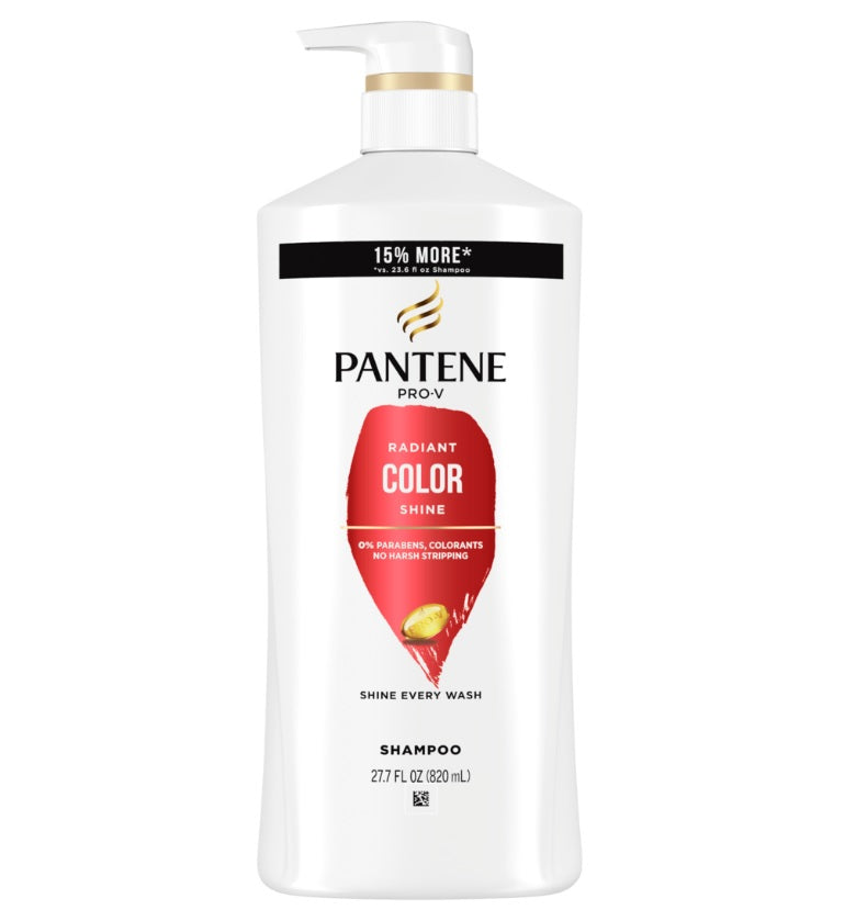 PANTENE Shampoo Radiant Color Shine Safe for Color Treated Hair for Women - 27.7oz/4pk