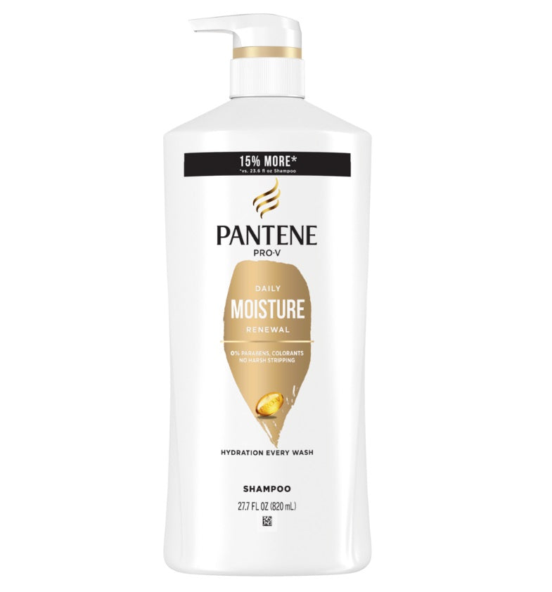 PANTENE Shampoo Daily Moisture Renewal Safe for Color Treated Hair for Women and Men - 27.7oz/4pk