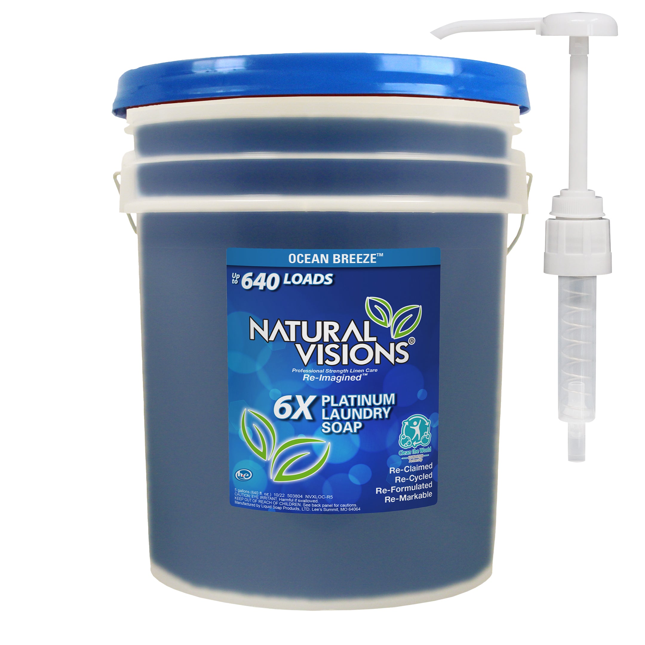 Natural Visions Ocean Breeze 6x Laundry Soap Bucket - 640oz/1pk