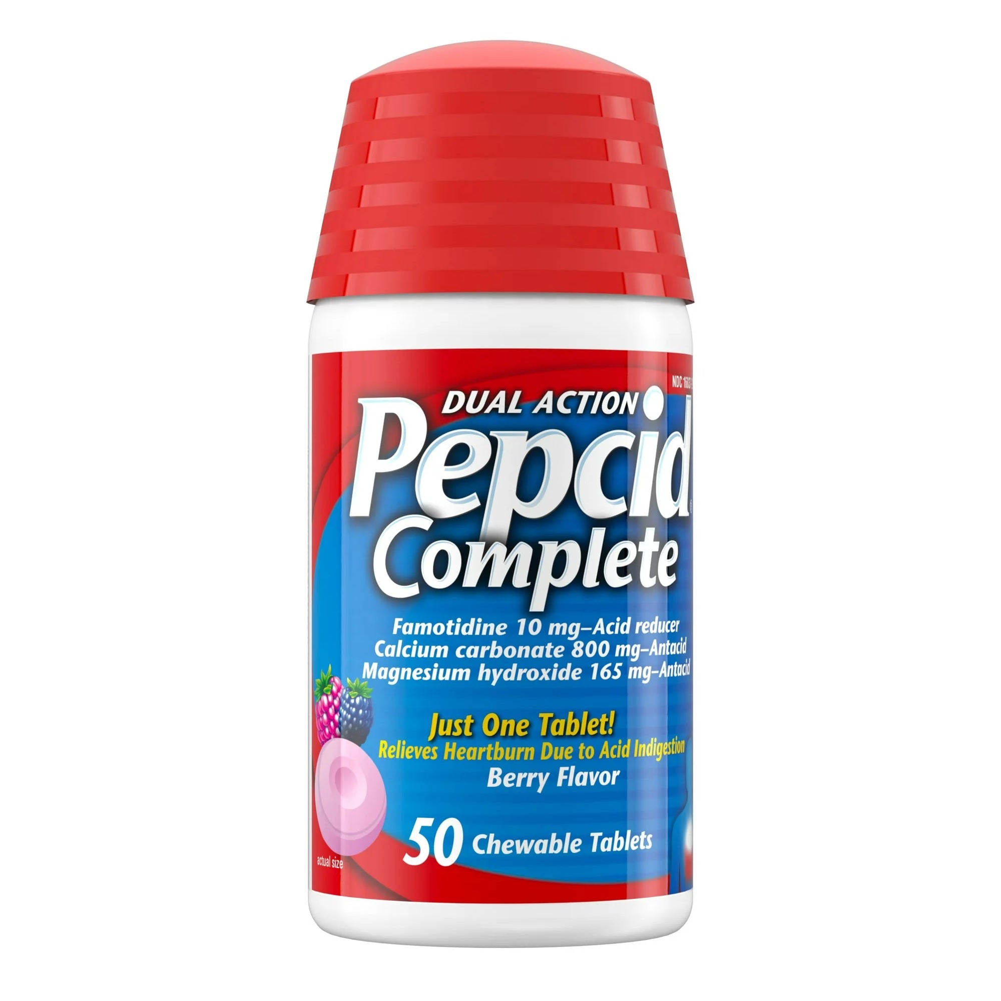 Pepcid Complete Acid Reducer + Antacid Chewable Tablets Berry Flavor - 50ct/36pk