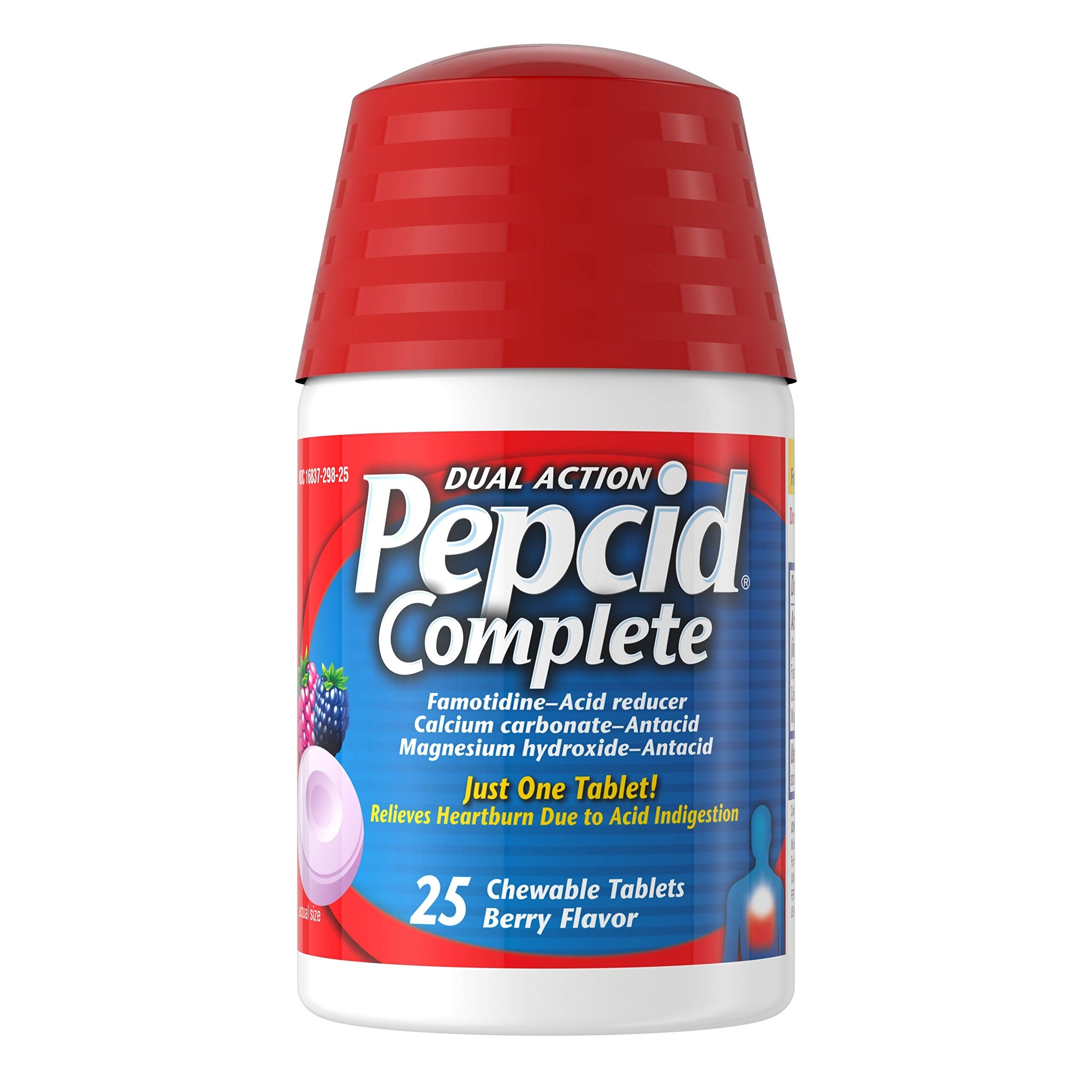 Pepcid Complete Acid Reducer + Antacid Chewable Tablets Berry Flavor - 25ct/36pk