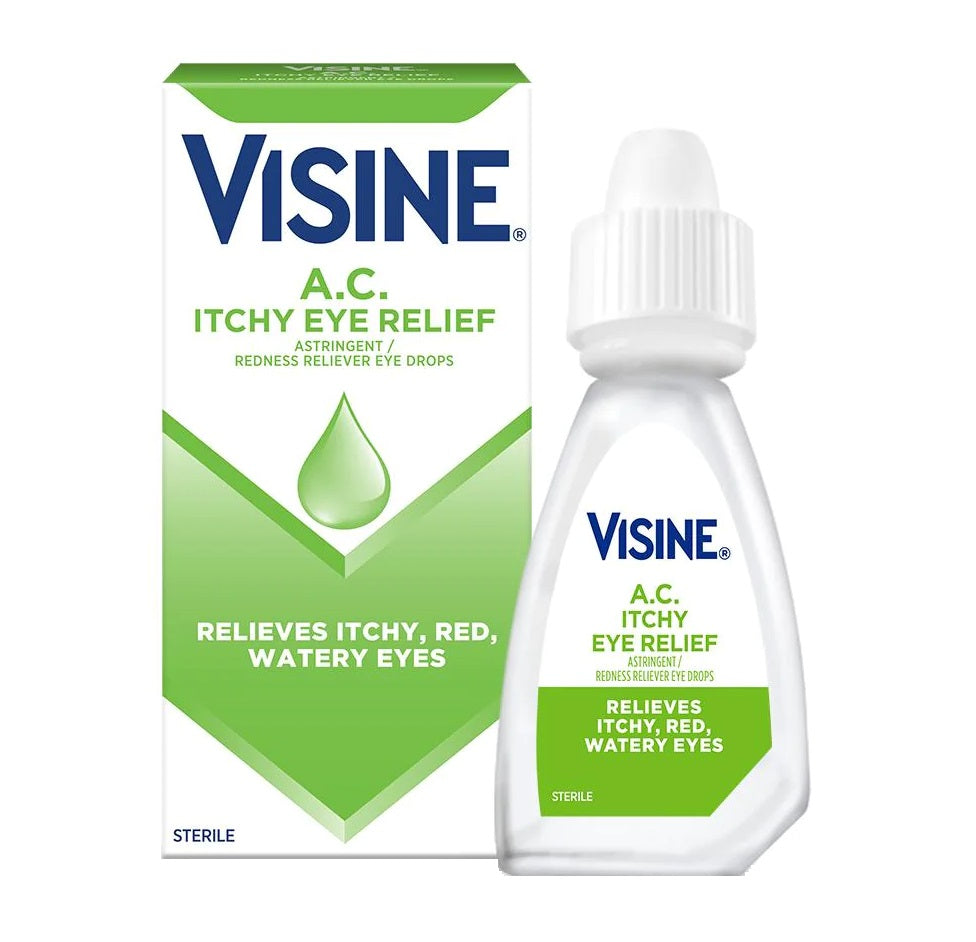 Visine Redness Reliever Eye Drops Astringent A.C. Itchy Eye Relief 15ml - 0.5oz/3pk