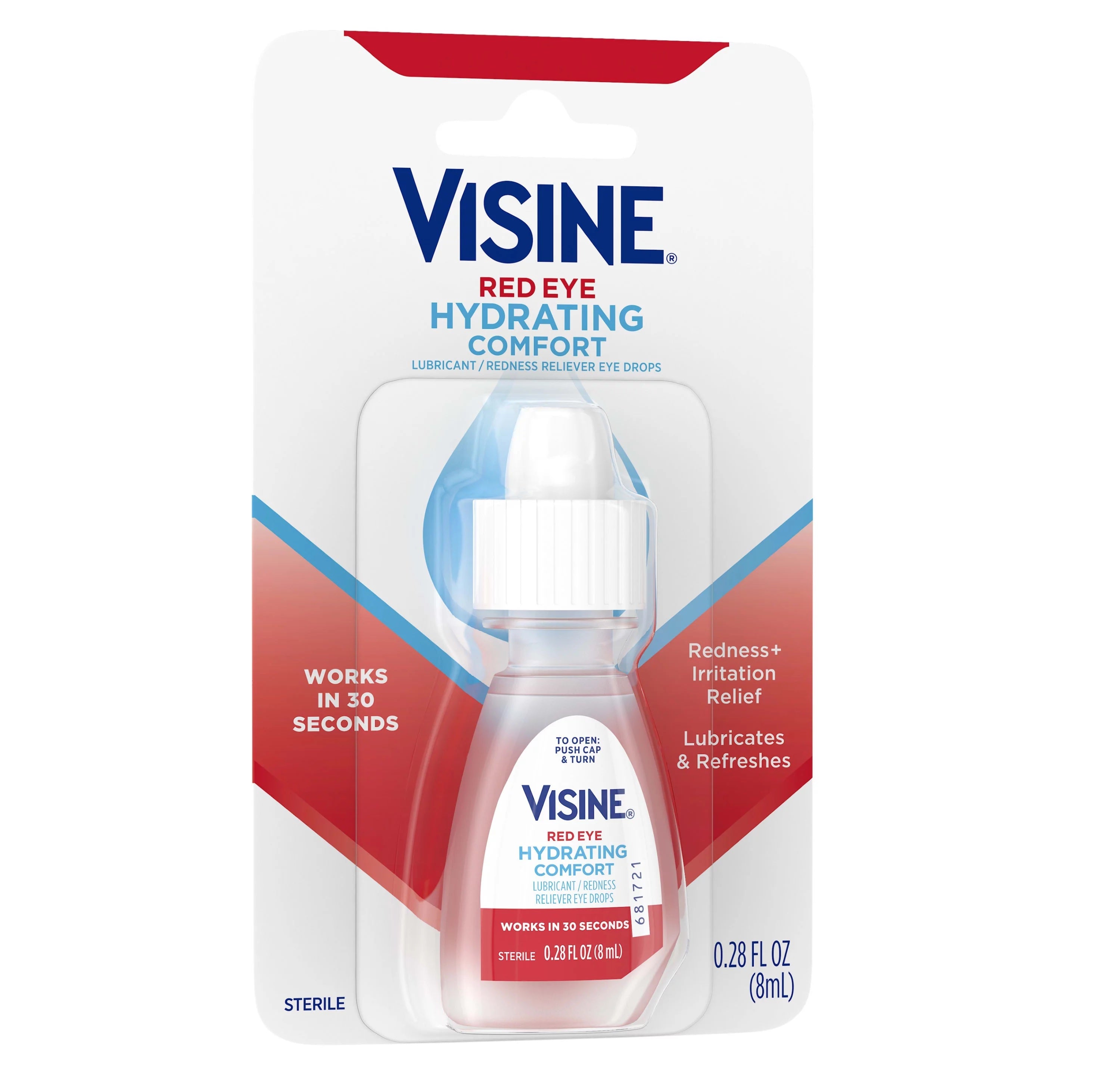 Visine Redness Reliever Eye Drops Lubricant Hydrating Comfort 8ml - 0.28oz/36pk