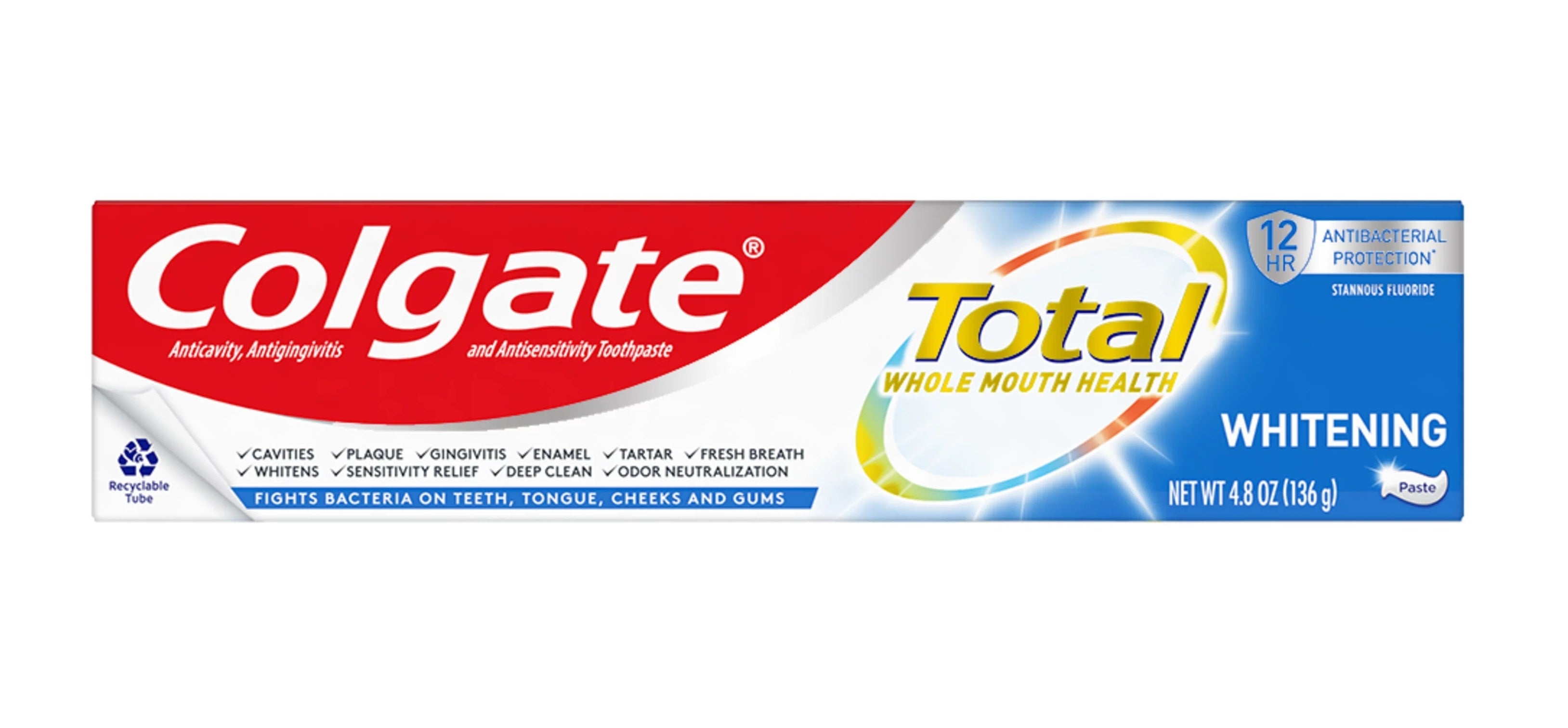 Colgate Total Whitening Toothpaste Paste - 4.8oz/24pk