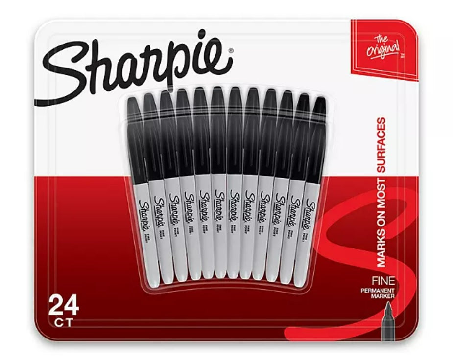 Sharpie Permanent Fine Tip Markers Black - 24ct/1pk