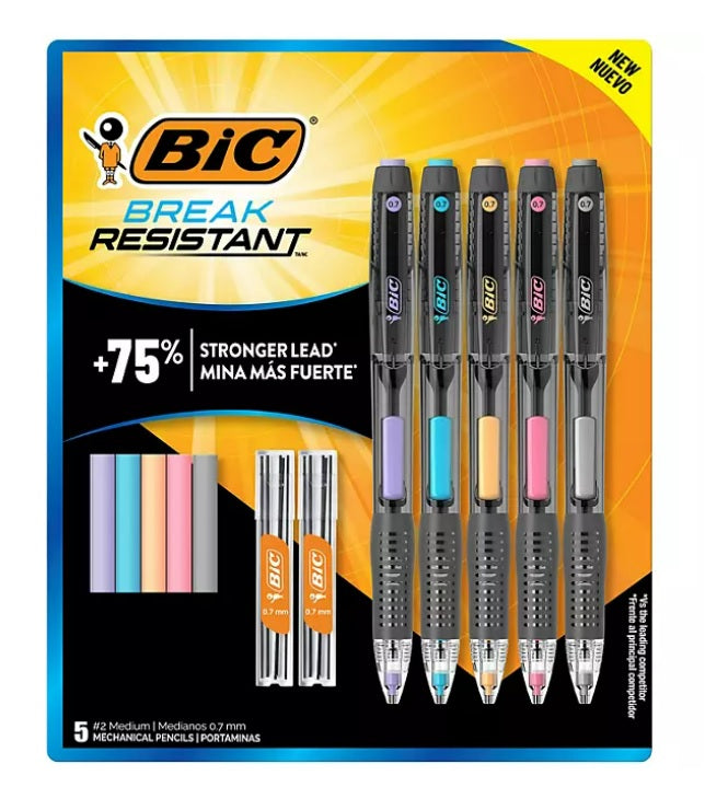 BIC Break-Resistant No. 2 Mechanical Pencils with Erasers - 5ct/1pk