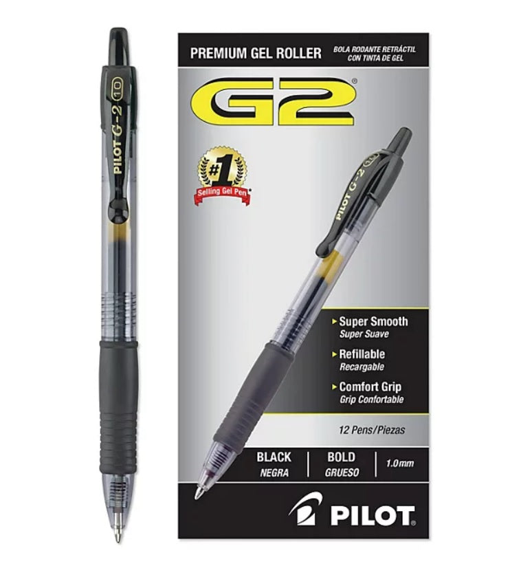 Pilot G2 Retractable Premium Gel Ink Pens Black Bold - 12ct/1pk