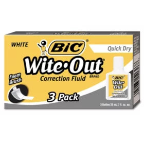 BIC Wite Out Quick Dry Correction Fluid White 20 ml  3ct/1pk