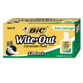 BIC Wite Out Extra Coverage Correction Fluid White 20 ml - 12ct/1pk