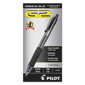 Pilot G2 Gel Roller Ball Retractable Fine Point Black -12ct/1pk