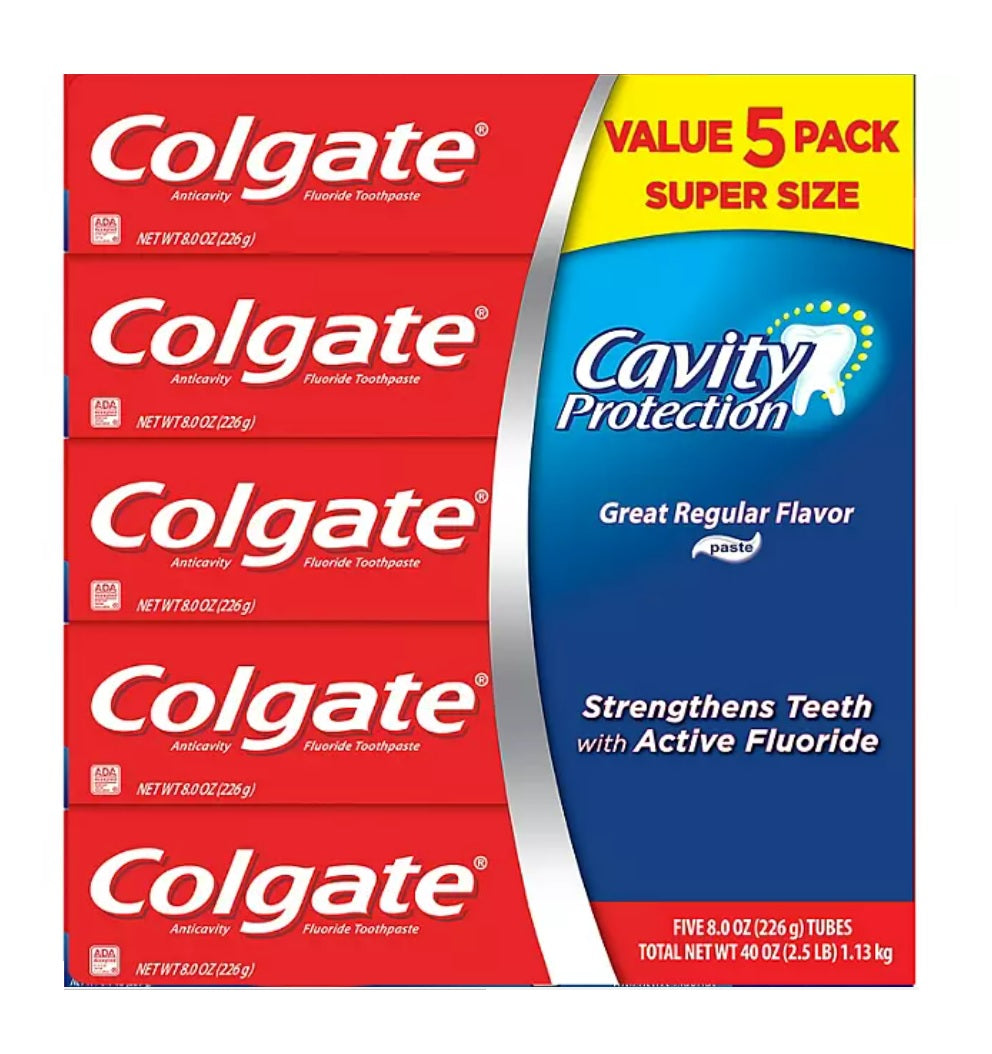 Colgate Cavity Protection Toothpaste with Fluoride Regular Flavor - 8oz/5pk
