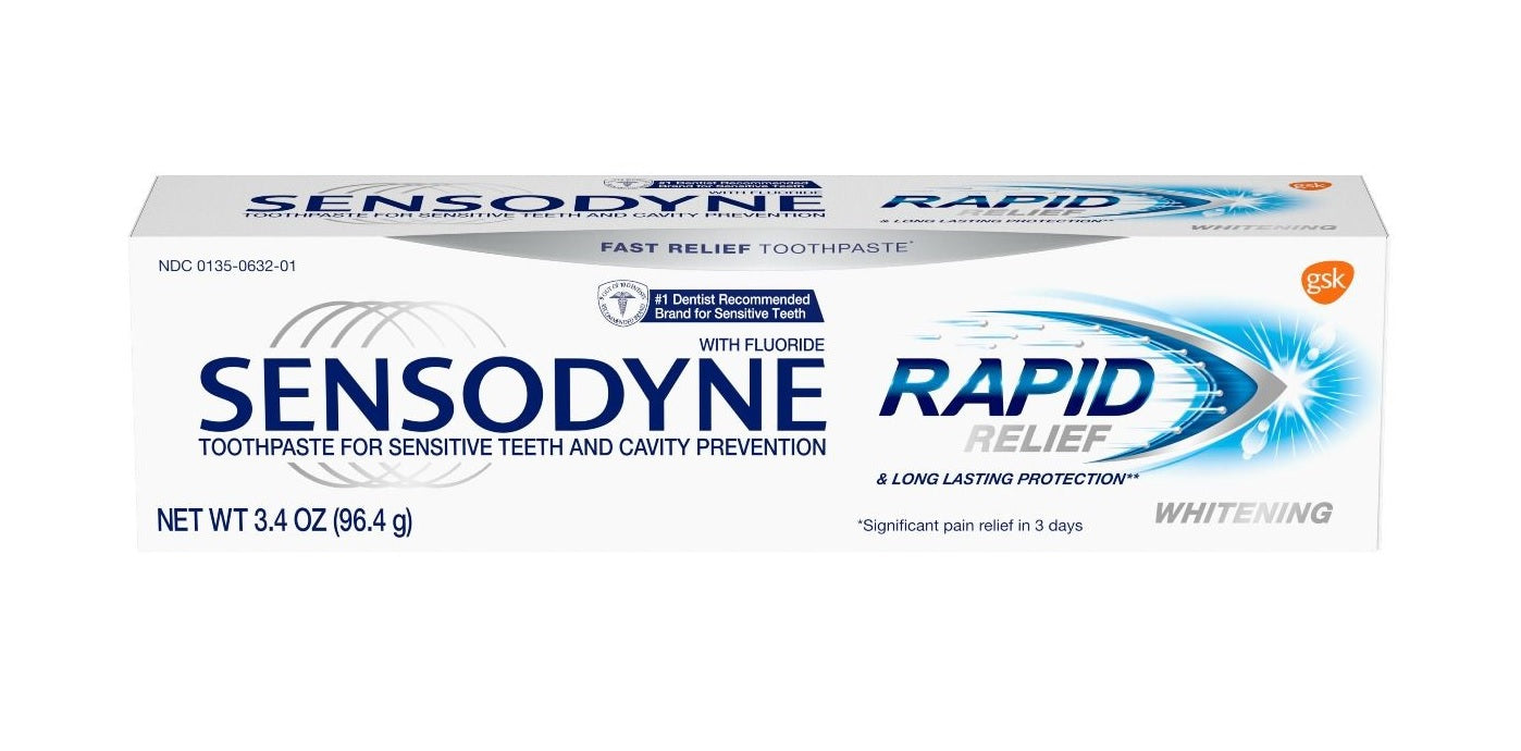 Sensodyne Rapid Relief Whitening Toothpaste - 3.4oz/12pk