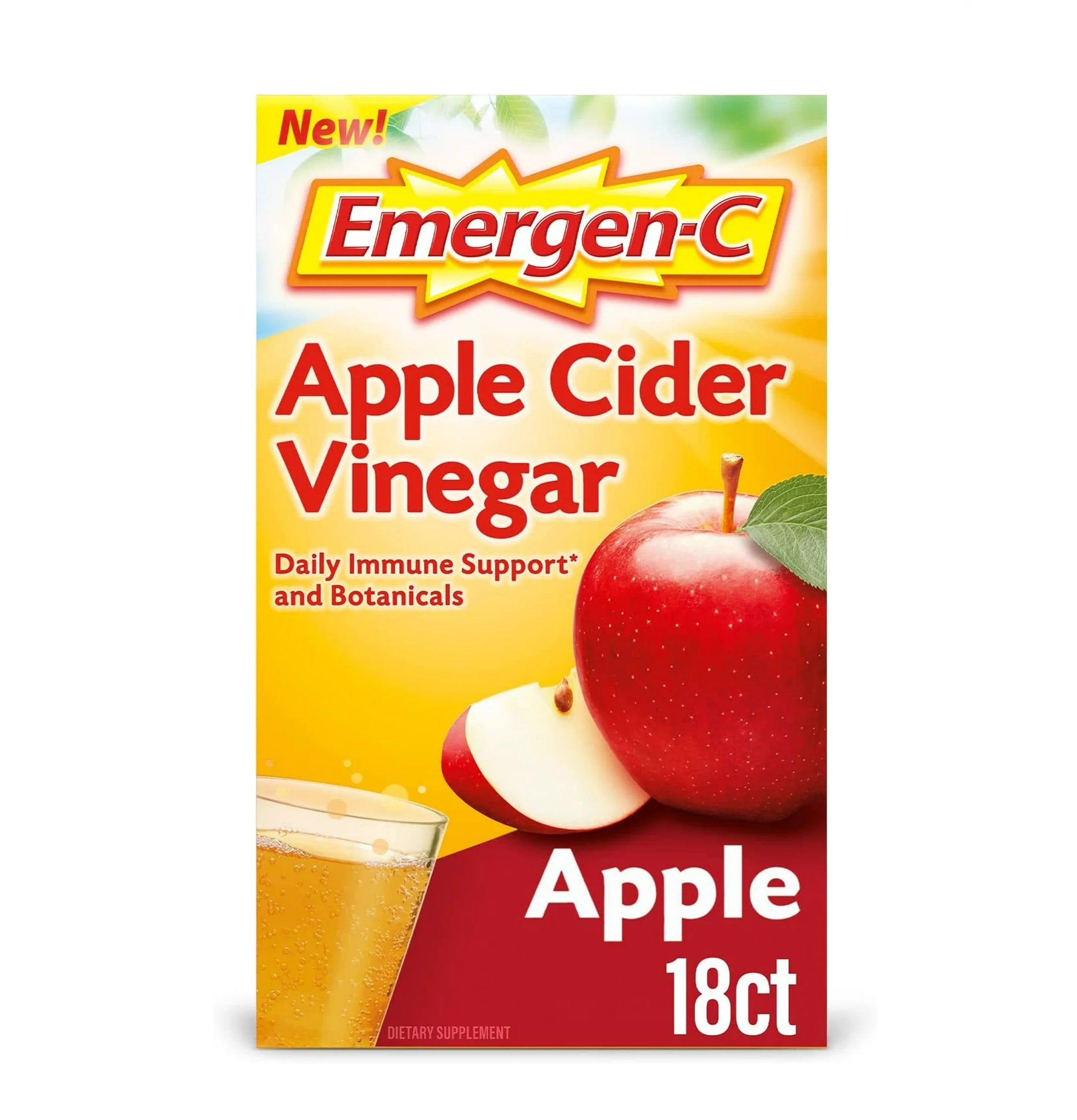 Emergen-C Apple Cider Vinegar Fizzy Drink Mix Dietary Supplement Powder - 18ct/12pk