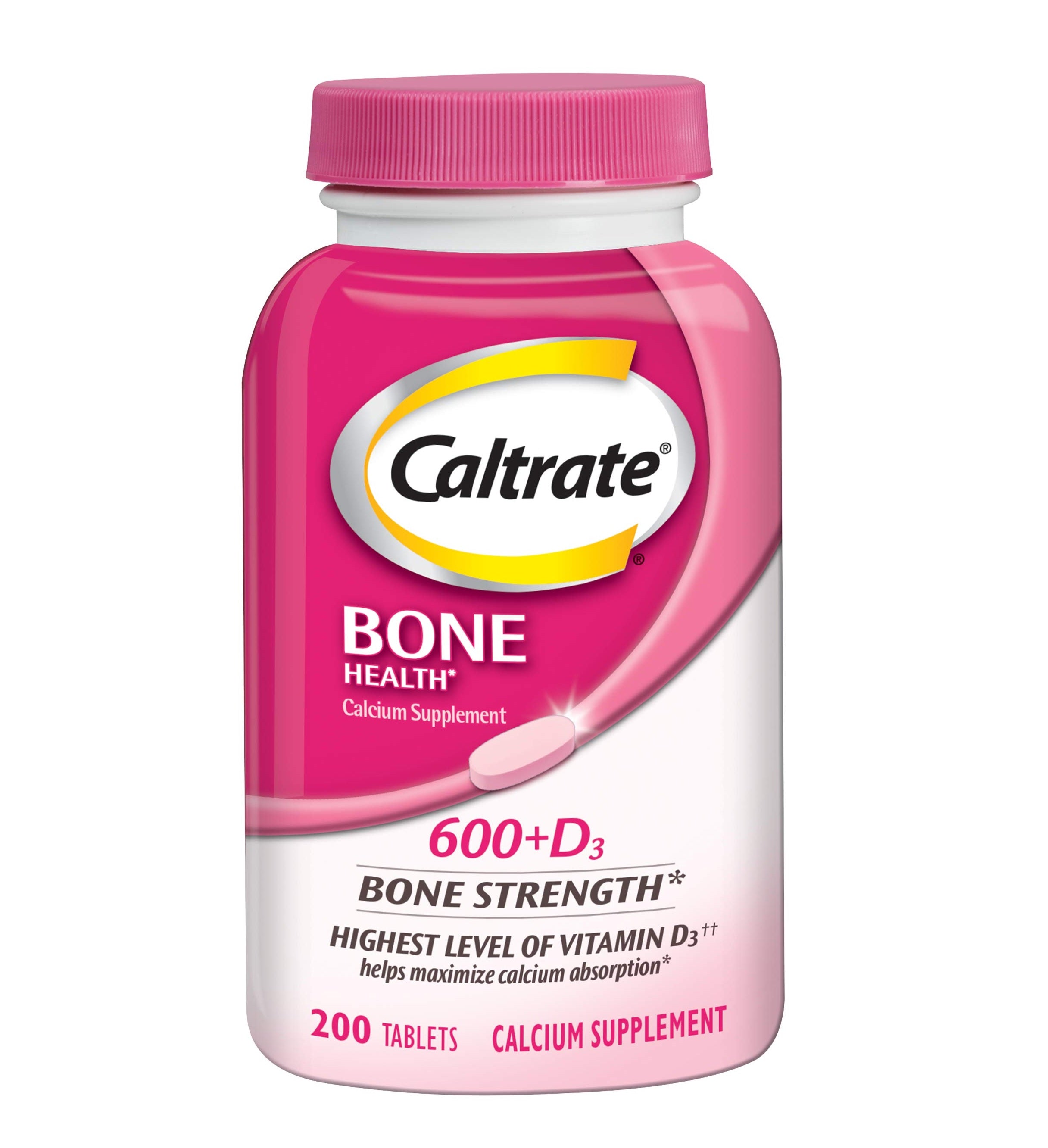 Caltrate 600 Plus D3 Calcium and Vitamin D Supplement Tablets - 200ct/12pk