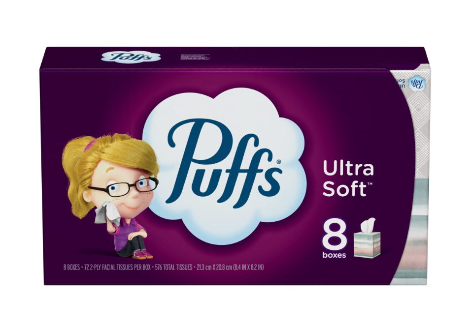 Puffs Ultra Soft Facial Tissues 8 Mega Cubes - 72ct/3pk