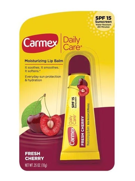 Carmex Daily Care Cherry Flavor with SPF15 Blister Pack Squeeze Tube Lip Balm - 0.35oz/12pk<br>