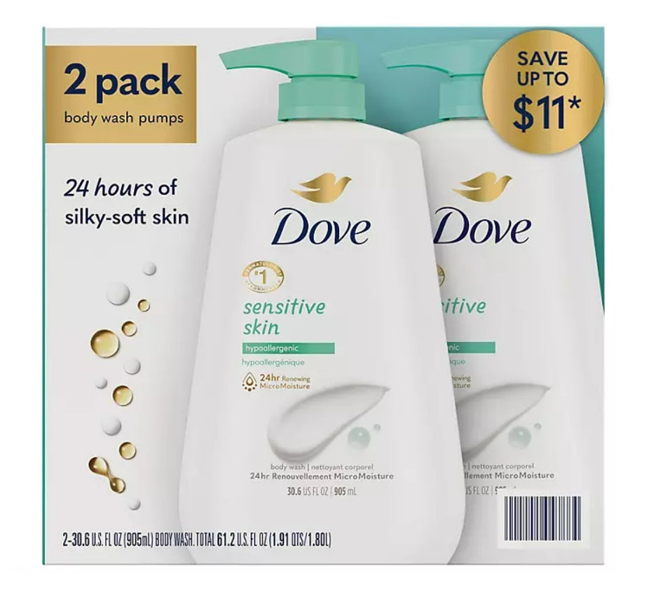 Dove Sensitive Skin Hypoallergenic Body Wash - 30.6oz/2pk