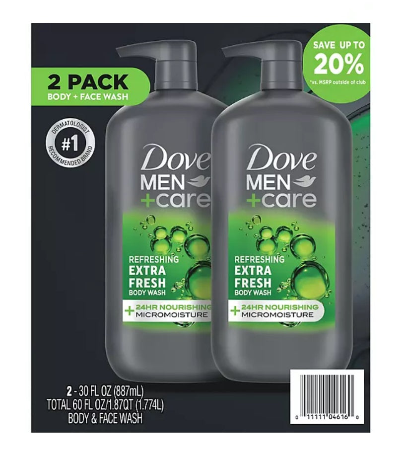 Dove Men+Care Body and Face Wash Extra Fresh - 30oz/2pk