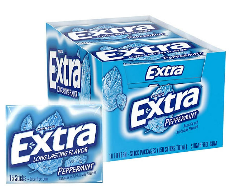 Wrigley's Extra Peppermint Sugar Free Chewing Gum Bulk Pack - 15ct/10pk