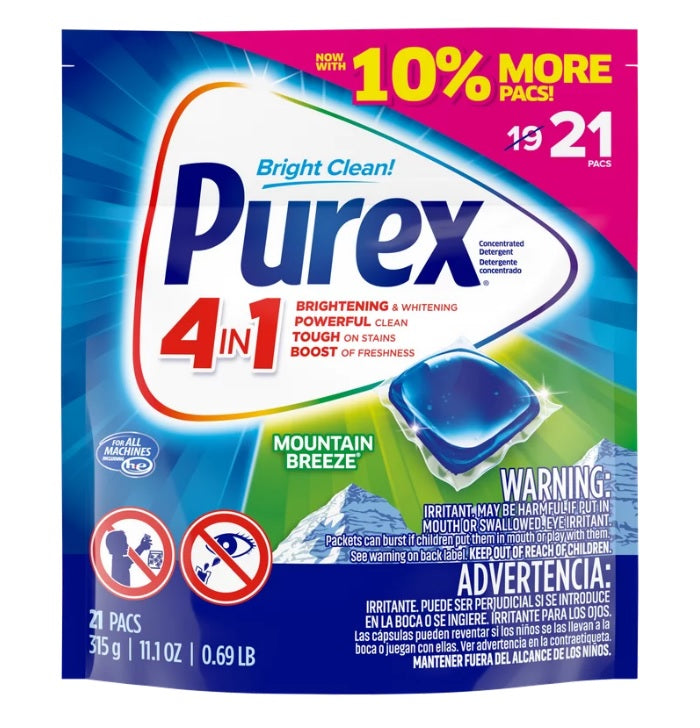 Purex 4in1Pac Mountain Breeze Laundry Detergent Pacs - 21ct/4pk