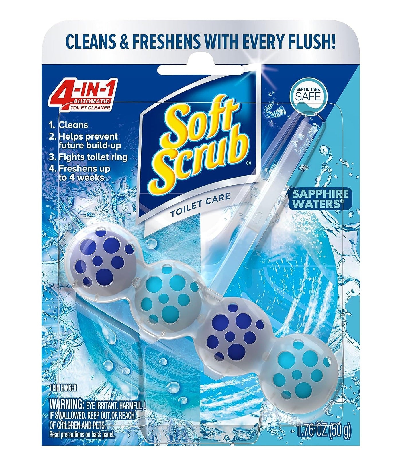 Soft Scrub 4in1 Rim Hanger Toilet Care Sapphire Waters - 50g/6pk