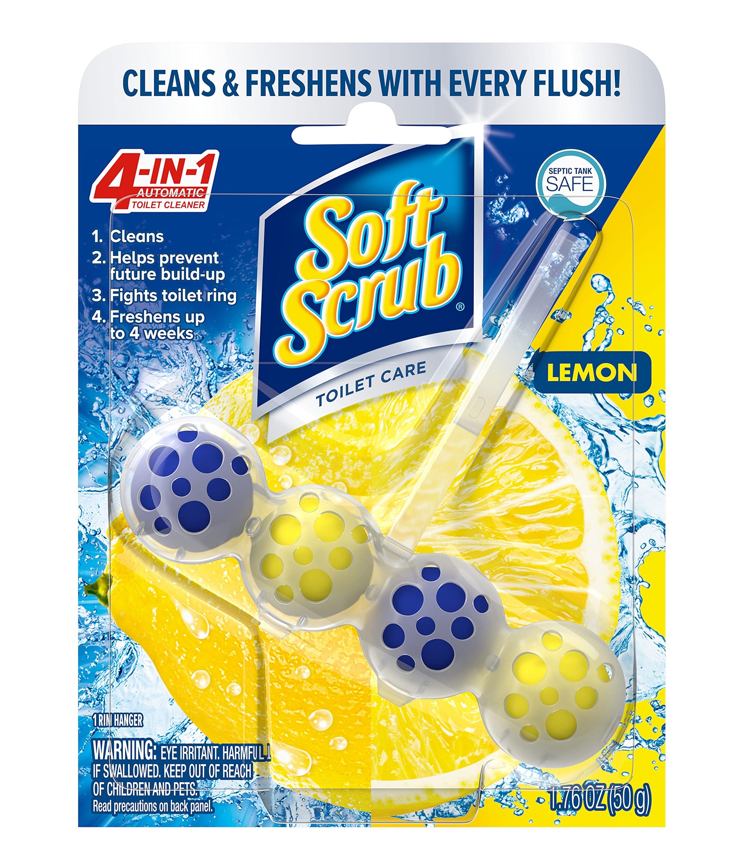 Soft Scrub 4in1 Rim Hanger Toilet Care Lemon - 50g/6pk