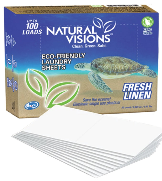 Natural Visions Eco-Friendly Laundry Detergent Sheets Fresh Linen - 50ct/12pk