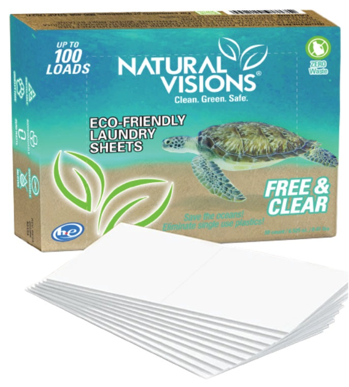 Natural Visions Eco-Friendly Laundry Detergent Sheets Free and Clear - 50ct/12pk