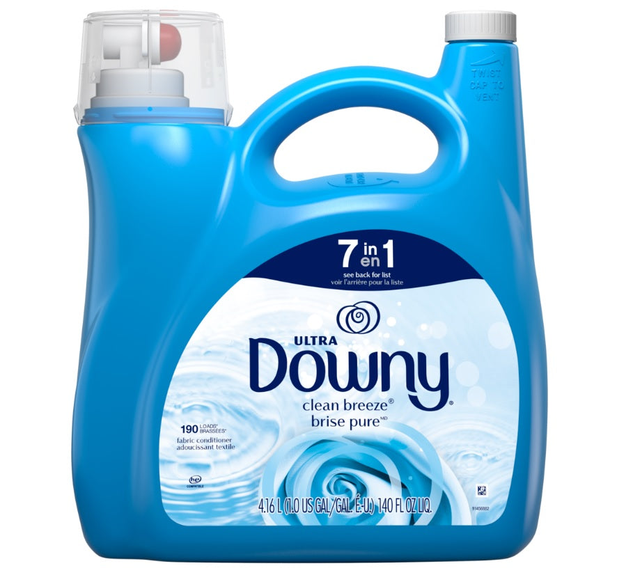 Downy Ultra Laundry Liquid Fabric Softener Clean Breeze 190 Loads - 140oz/4pk