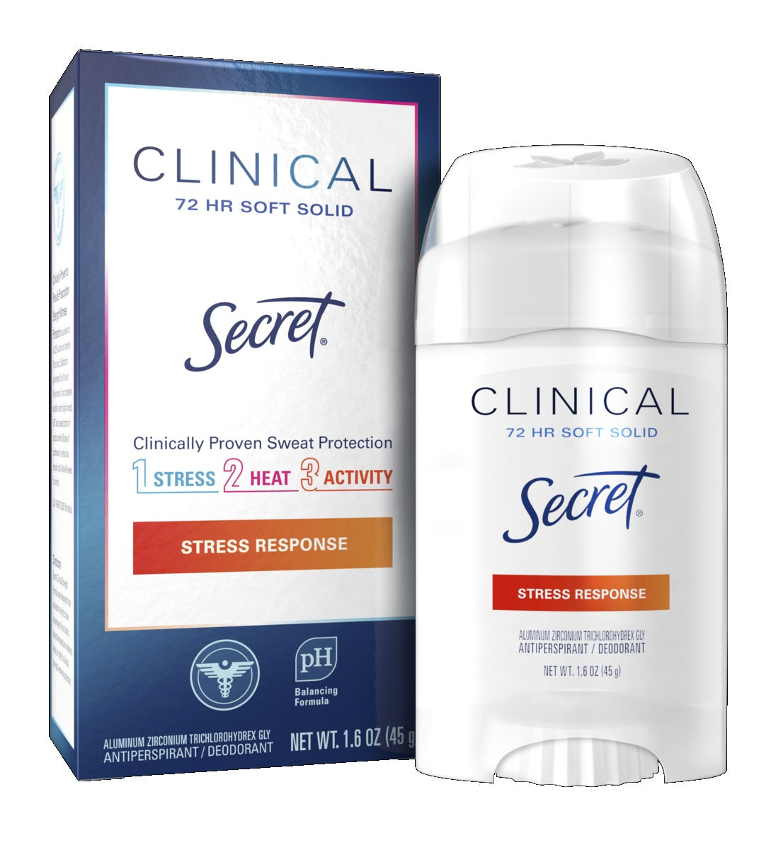 Secret Clinical Strength Soft Solid Antiperspirant & Deodorant for Women Stress Response - 1.6oz/12pk