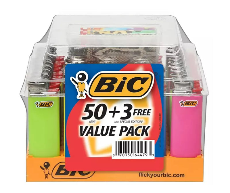 BIC 50ct Mini Pocket Lighter Tray with 3 Bonus Special Edition Mini Pocket Lighters - 53ct/1pk