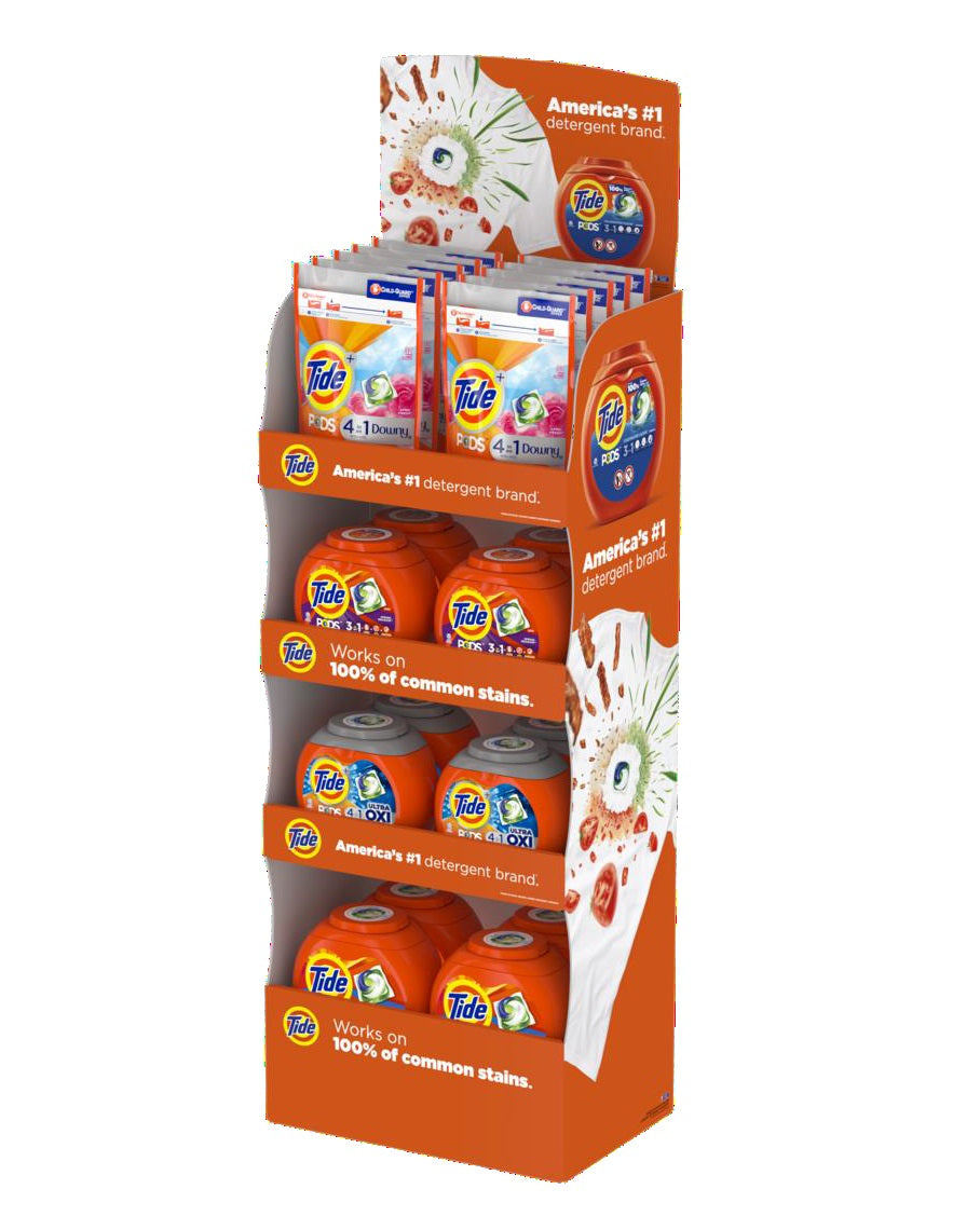 Tide Display In Store Tide Display Mix Detergent Pacs 42pc-(Original-4ct, Spring Meadow-4ct)