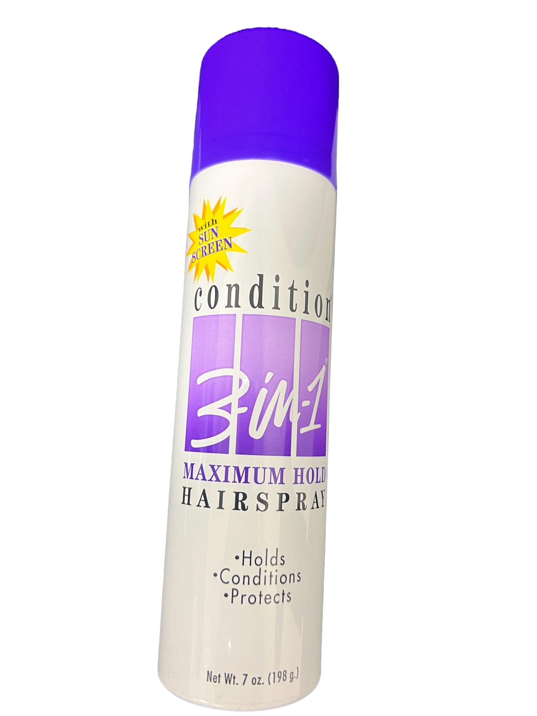 Condition 3-N-1 Aerosol Spray 7 Ounce Maximum Hold With Sunscreen - 7oz/12pk
