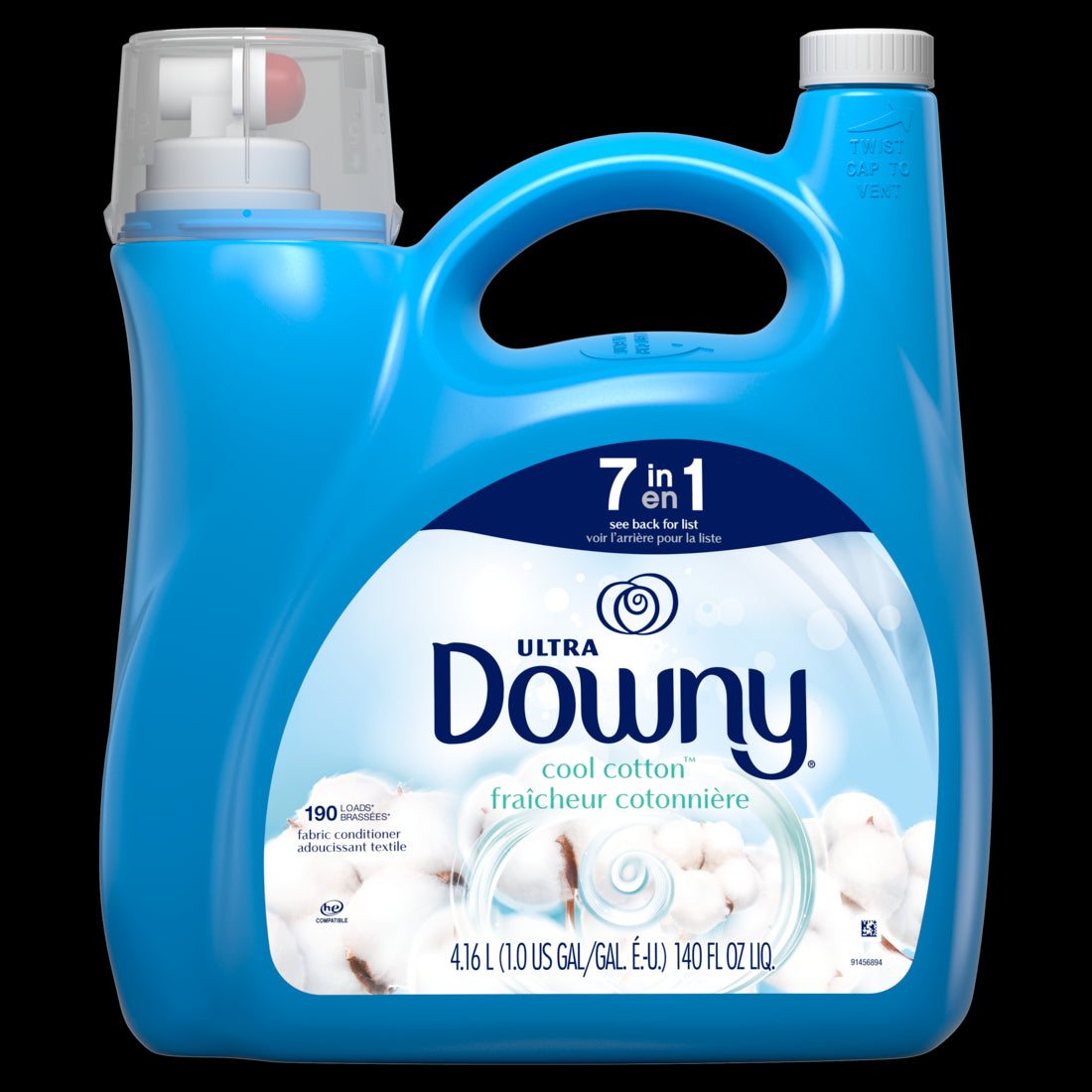 Downy Ultra Laundry Liquid Fabric Softener Cool Cotton 190 Loads - 140oz/4pk