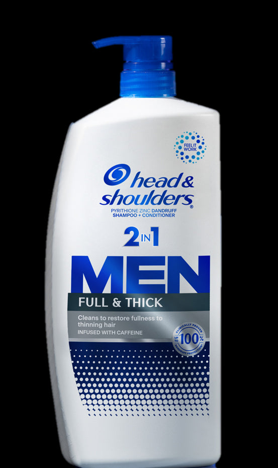 Head & Shoulders Mens 2 in 1 Dandruff Shampoo and Conditioner Anti-Dandruff Treatment Full & Thick Paraben Free - 28.2oz
