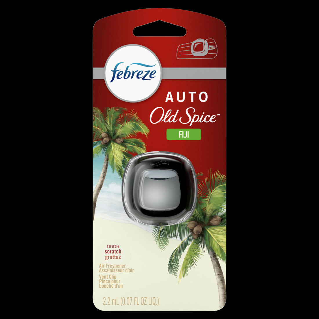 Febreze AUTO Odor-Fighting Car Freshener Vent Clip Old Spice Fiji .07oz - 1ct/8pk