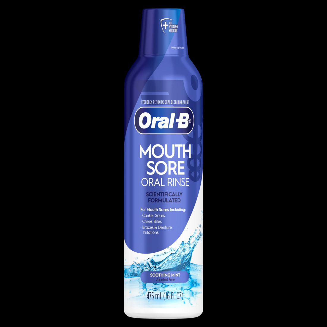 Oral-B Mouth Sore Oral Rinse, Soothing Mint Flavor - 475mL /16oz/4pk