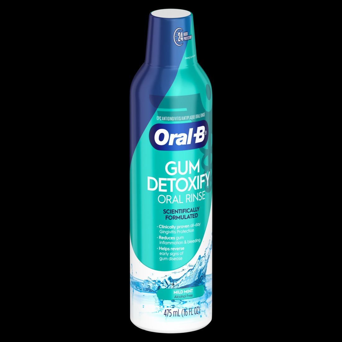 Oral-B Gum Detoxify Mouthwash Oral Rinse Mild Mint Flavor -475mL/16oz/4pk