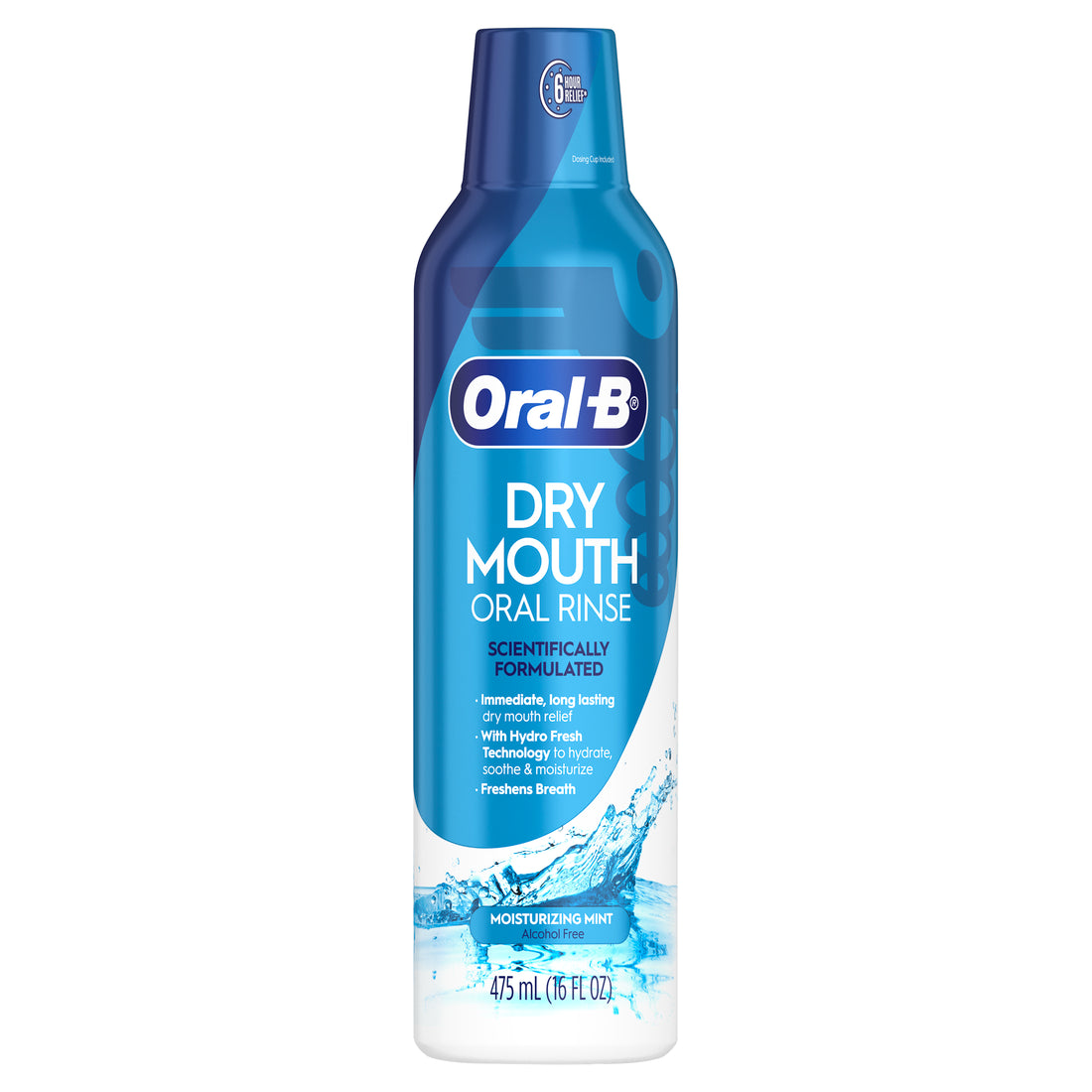 Oral B Dry Mouth Oral Rinse Moisturizing Mint Flavor 475ml - 16oz/4pk