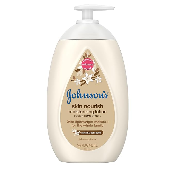 Johnson's Baby Skin Nourish Moisturizing Lotion Vanilla & Oat Scent 500ml - 16.9oz/12pk