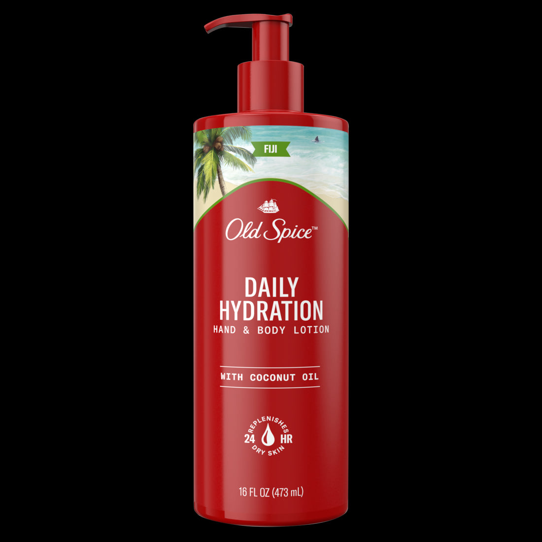 Old Spice Daily Hydration Hand & Body Lotion for Men Fiji with Coconut Oil-16oz/4pk