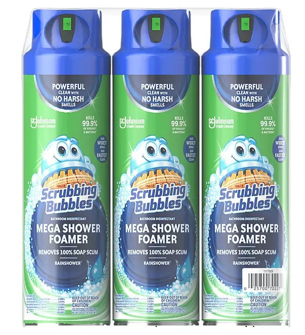 Scrubbing Bubbles Mega Shower Foamer Aerosol Rainshower - 20oz/3pk