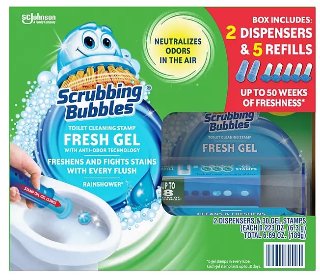 Scrubbing Bubbles Toilet Gel Stamp Rainshower 2 dispenser + 30 Gel Stamp